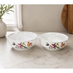 Vintage Henneberg Porzellan Floral Bowls Set of 2 German Porcelain